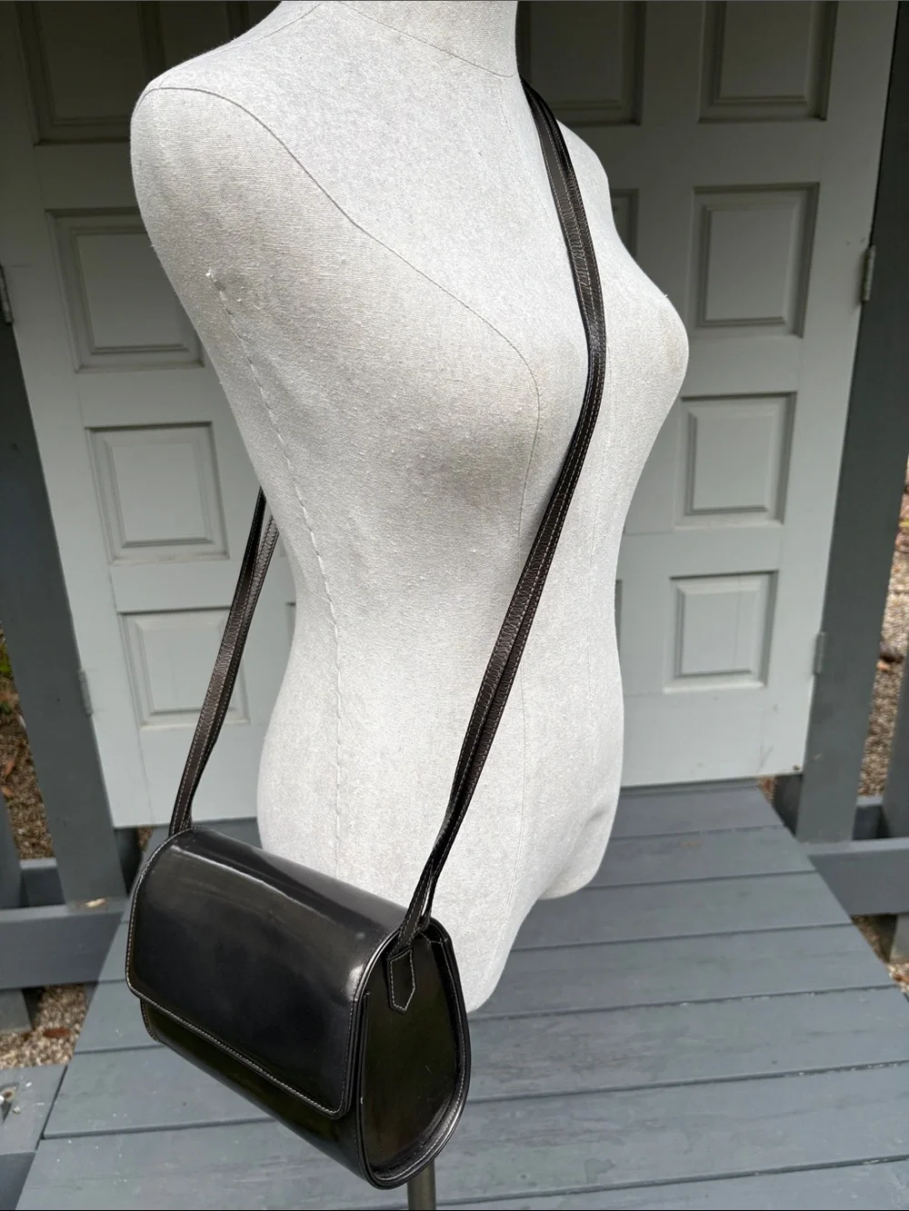 Ferragamo Vintage Metallic Silver Leather Crossbody Bag